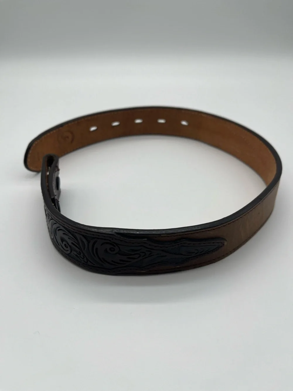 Childs Western Inlay Tooling Stylish Brown Leather Belt 22